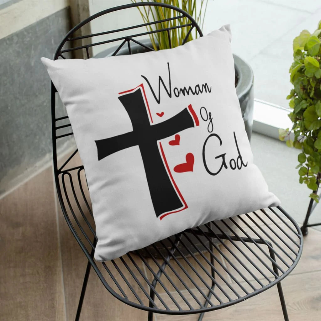 Christian Throw Pillow, Faith Pillow, Jesus Pillow, Inspirational Pillow - Woman Of God