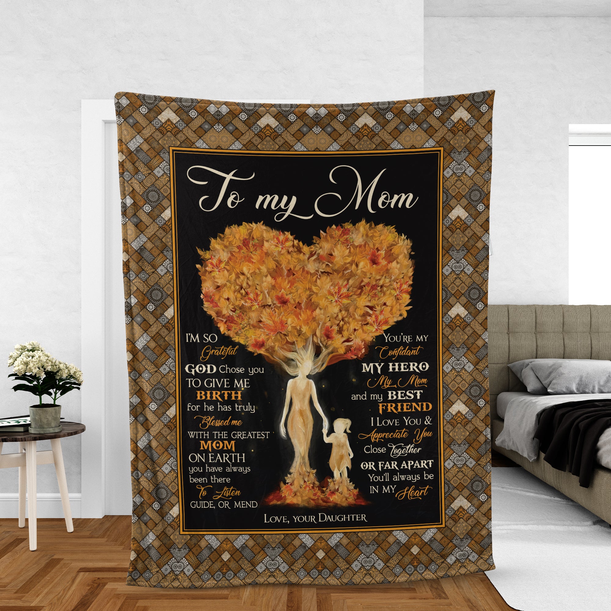Family Blanket, Daughter And Mom Blanket, Autumn Blanket - Gifts For Mom From Daughter - Holding Hands, Heart Tree, You Will Always Be In My Heart