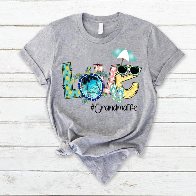 Grandma Life Custom Name T-Shirt, Mother's Day Personalized T-Shirt, Turtles Summer Love Custom T-Shirt - Gift For Granma, Mimi, Nana, Grammy