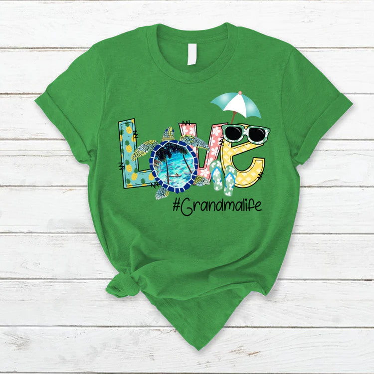 Grandma Life Custom Name T-Shirt, Mother's Day Personalized T-Shirt, Turtles Summer Love Custom T-Shirt - Gift For Granma, Mimi, Nana, Grammy
