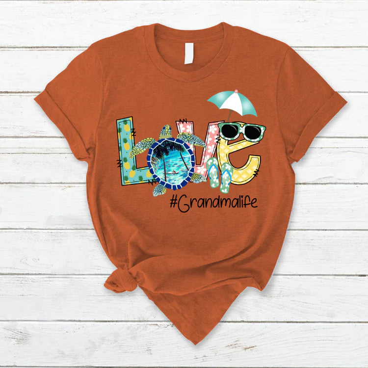 Grandma Life Custom Name T-Shirt, Mother's Day Personalized T-Shirt, Turtles Summer Love Custom T-Shirt - Gift For Granma, Mimi, Nana, Grammy