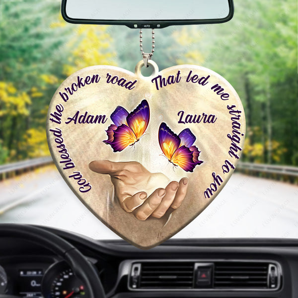 God Blessed Butterfly Couple Customized Acrylic Car Ornament, Perfect Christmas Gift For Family, Friend