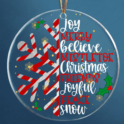 Christmas Candy Snowflake Christmas Friends Acrylic Ornament, Christmas Gift For Family, Friends