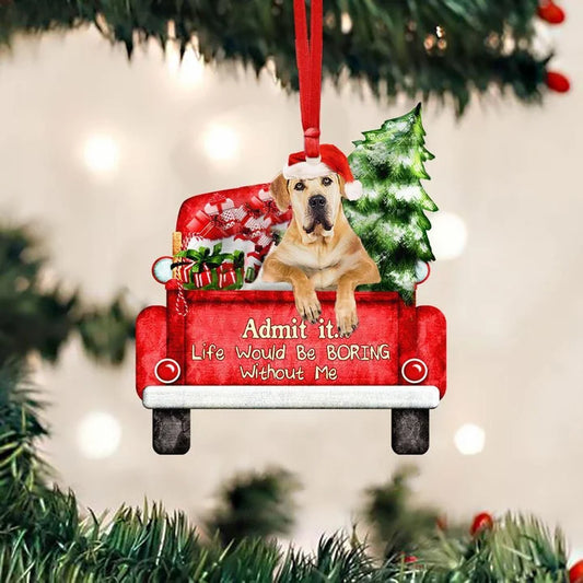Customized Boerboel On The Red Truck Acrylic Christmas Ornament, Christmas Gift For Dog Lovers, Dog Owners