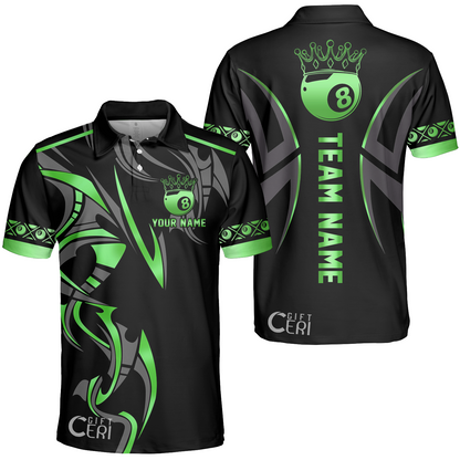 Customized Billiards Unisex Polo Shirt, Crown 8 Ball Esport, 8 Ball Jersey