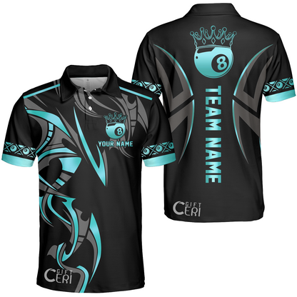 Customized Billiards Unisex Polo Shirt, Crown 8 Ball Esport, 8 Ball Jersey