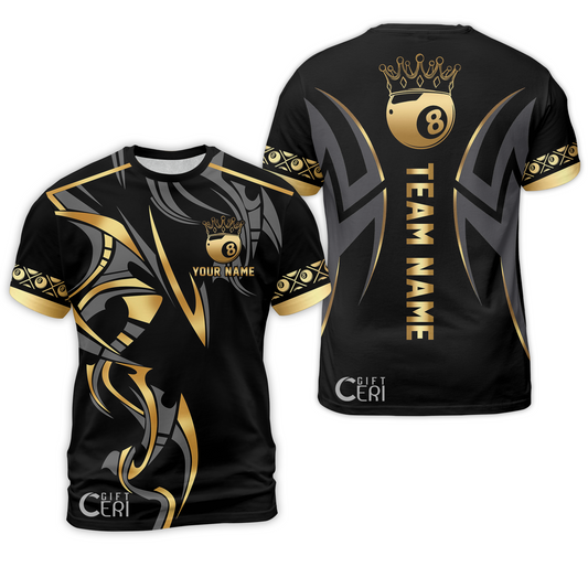 Customized Billiards T-Shirt, Crown 8 Ball Esport, 8 Ball Jersey