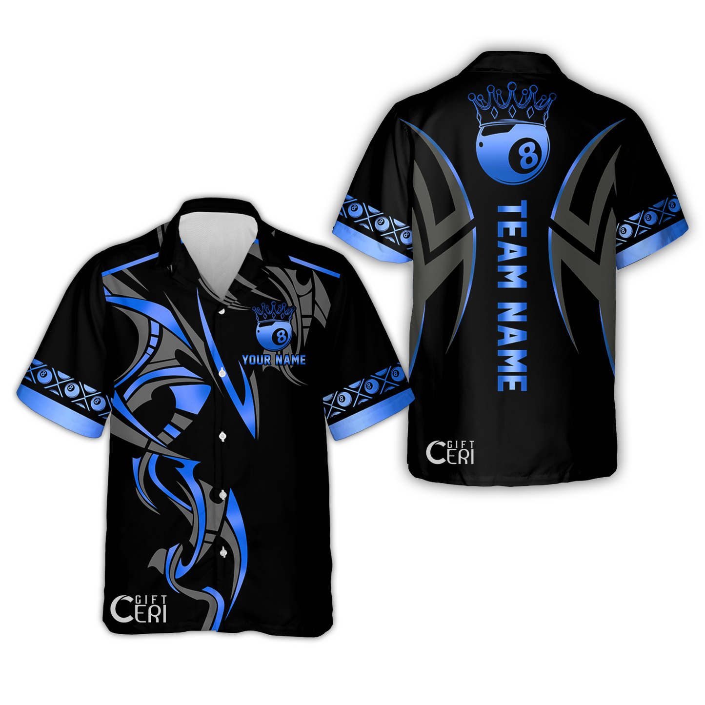 Customized Billiards Hawaiian Shirt, Crown 8 Ball Esport, 8 Ball Jersey