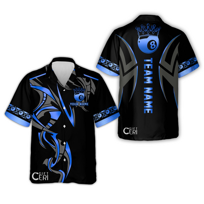 Customized Billiards Hawaiian Shirt, Crown 8 Ball Esport, 8 Ball Jersey