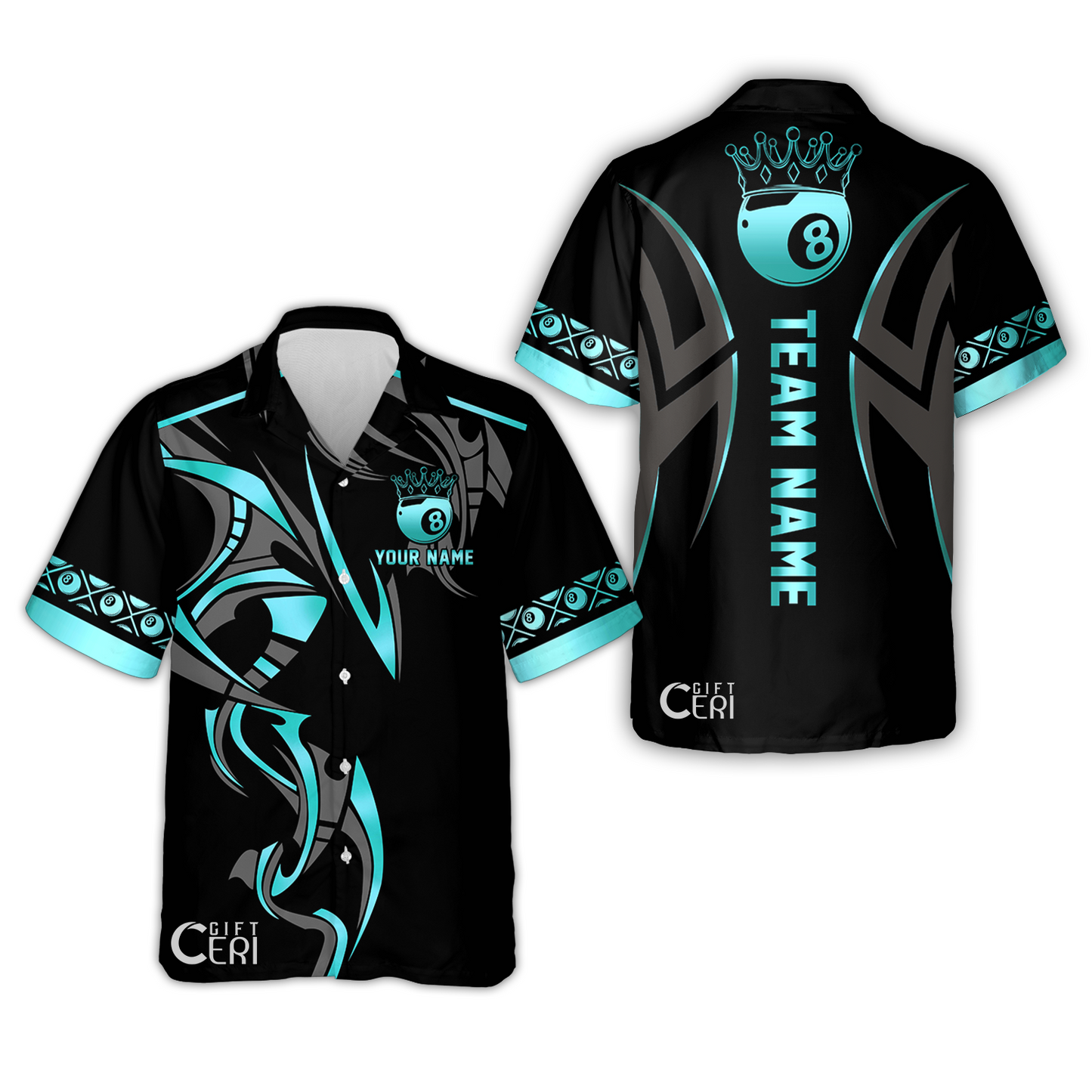 Customized Billiards Hawaiian Shirt, Crown 8 Ball Esport, 8 Ball Jersey