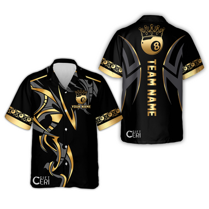 Customized Billiards Hawaiian Shirt, Crown 8 Ball Esport, 8 Ball Jersey