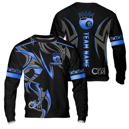 Customized Billiards Sweatshirt, Crown 8 Ball Esport, 8 Ball Jersey