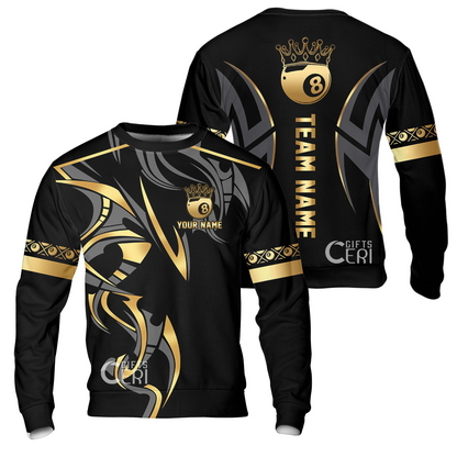 Customized Billiards Sweatshirt, Crown 8 Ball Esport, 8 Ball Jersey