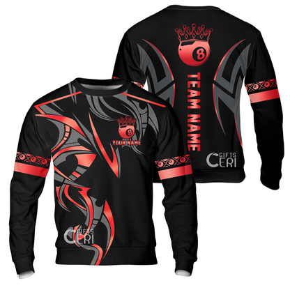 Customized Billiards Sweatshirt, Crown 8 Ball Esport, 8 Ball Jersey