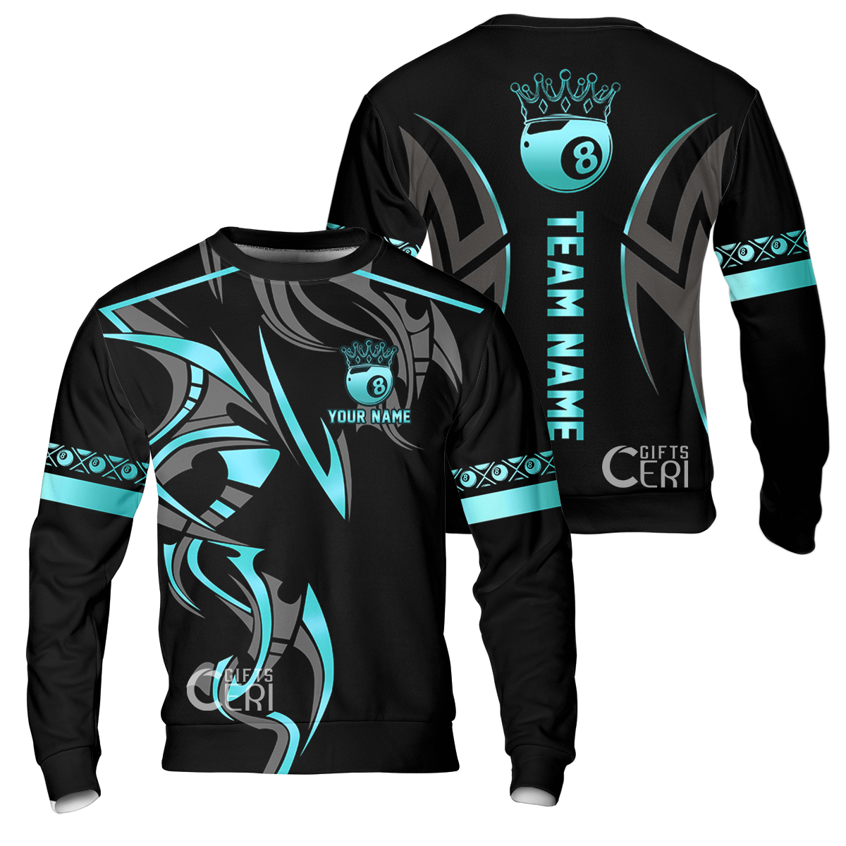 Customized Billiards Sweatshirt, Crown 8 Ball Esport, 8 Ball Jersey