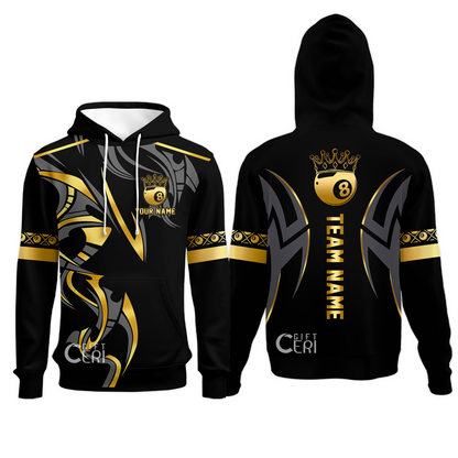 Customized Billiards Hoodies, Crown 8 Ball Esport, 8 Ball Jersey