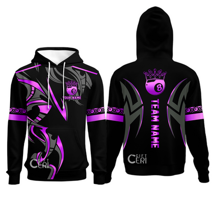 Customized Billiards Hoodies, Crown 8 Ball Esport, 8 Ball Jersey