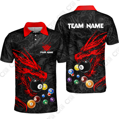 Customized Billiards Unisex Polo Shirt, Dragon Billiard, 8 Ball Jersey