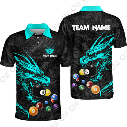 Customized Billiards Unisex Polo Shirt, Dragon Billiard, 8 Ball Jersey
