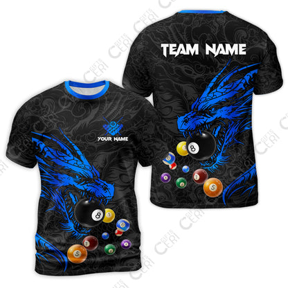 Customized Billiards T-Shirt, Dragon Billiard, 8 Ball Jersey