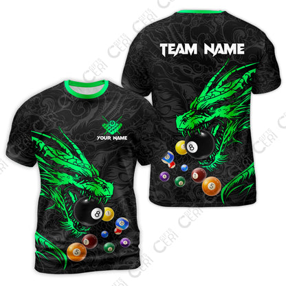 Customized Billiards T-Shirt, Dragon Billiard, 8 Ball Jersey