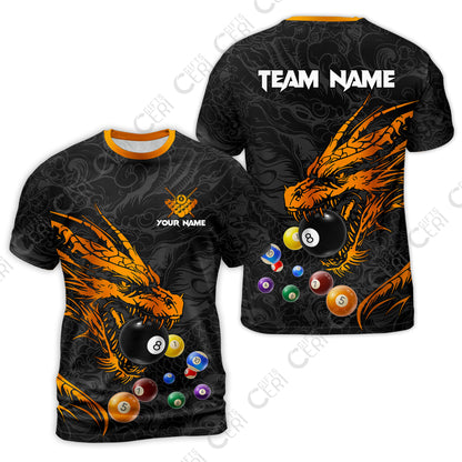 Customized Billiards T-Shirt, Dragon Billiard, 8 Ball Jersey