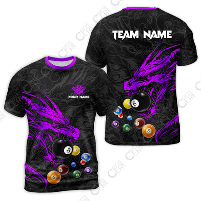 Customized Billiards T-Shirt, Dragon Billiard, 8 Ball Jersey