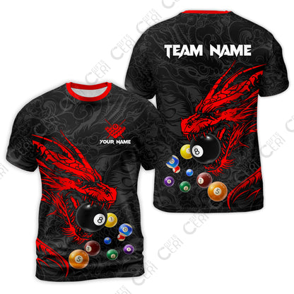 Customized Billiards T-Shirt, Dragon Billiard, 8 Ball Jersey