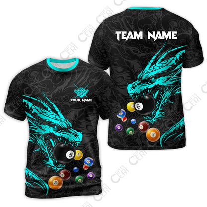 Customized Billiards T-Shirt, Dragon Billiard, 8 Ball Jersey