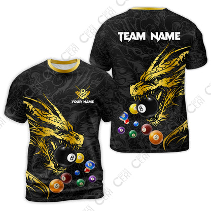 Customized Billiards T-Shirt, Dragon Billiard, 8 Ball Jersey