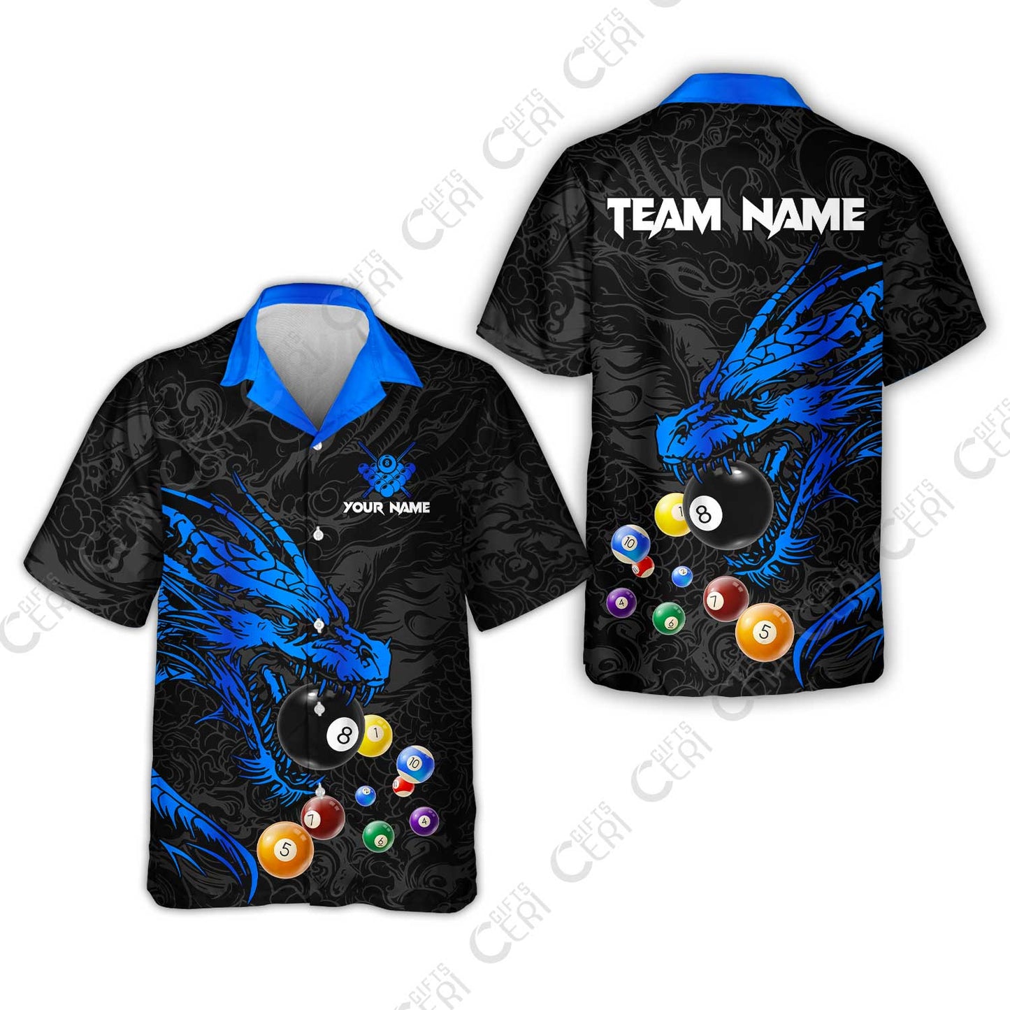 Customized Billiards Hawaiian Shirt, Dragon Billiard, 8 Ball Jersey