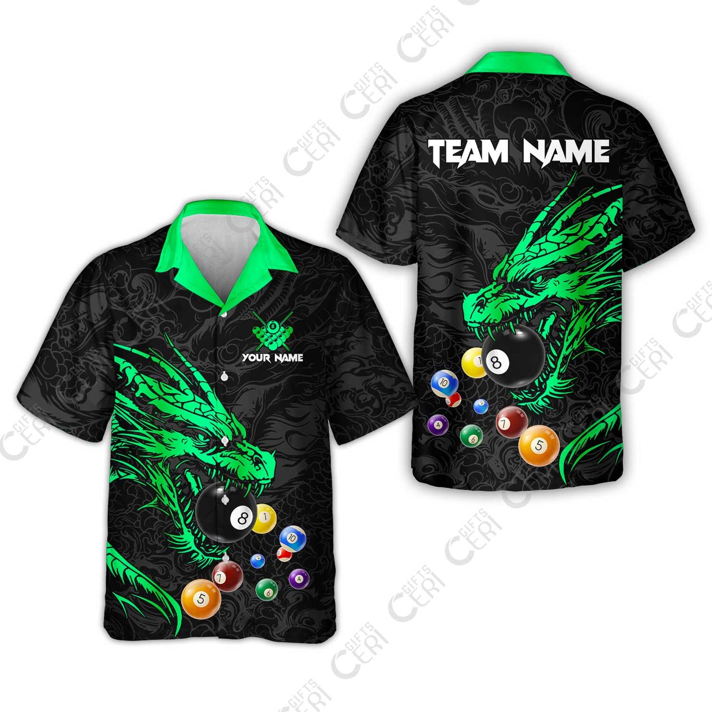 Customized Billiards Hawaiian Shirt, Dragon Billiard, 8 Ball Jersey