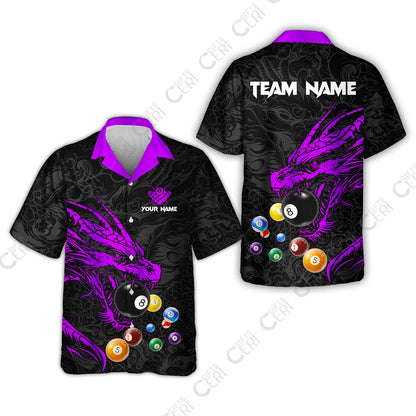 Customized Billiards Hawaiian Shirt, Dragon Billiard, 8 Ball Jersey