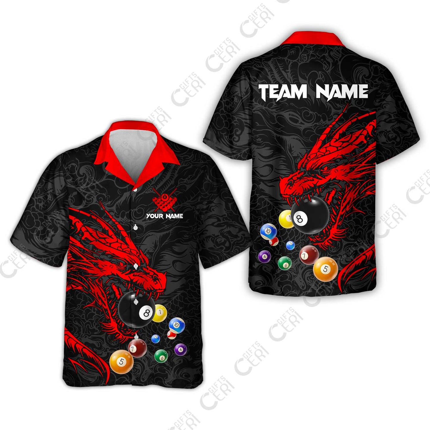 Customized Billiards Hawaiian Shirt, Dragon Billiard, 8 Ball Jersey
