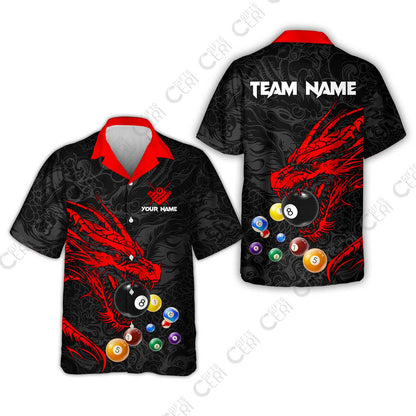 Customized Billiards Hawaiian Shirt, Dragon Billiard, 8 Ball Jersey