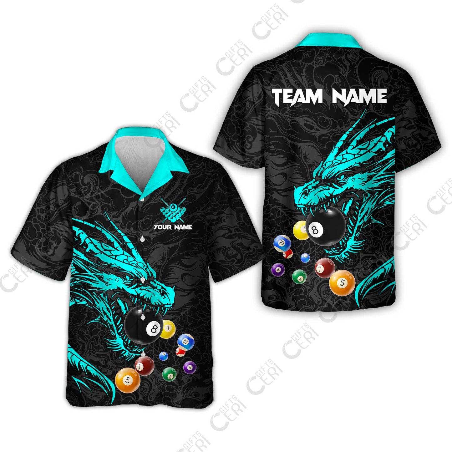 Customized Billiards Hawaiian Shirt, Dragon Billiard, 8 Ball Jersey