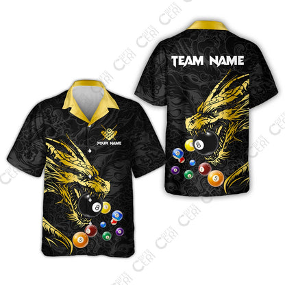 Customized Billiards Hawaiian Shirt, Dragon Billiard, 8 Ball Jersey