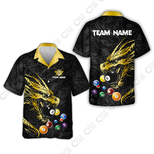 Customized Billiards Hawaiian Shirt, Dragon Billiard, 8 Ball Jersey