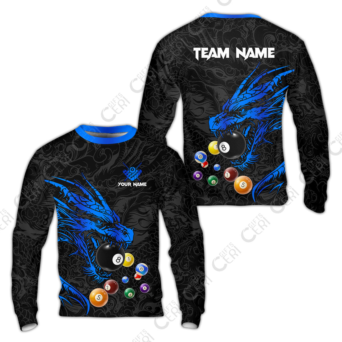 Customized Billiards Sweatshirt, Dragon Billiard, 8 Ball Jersey