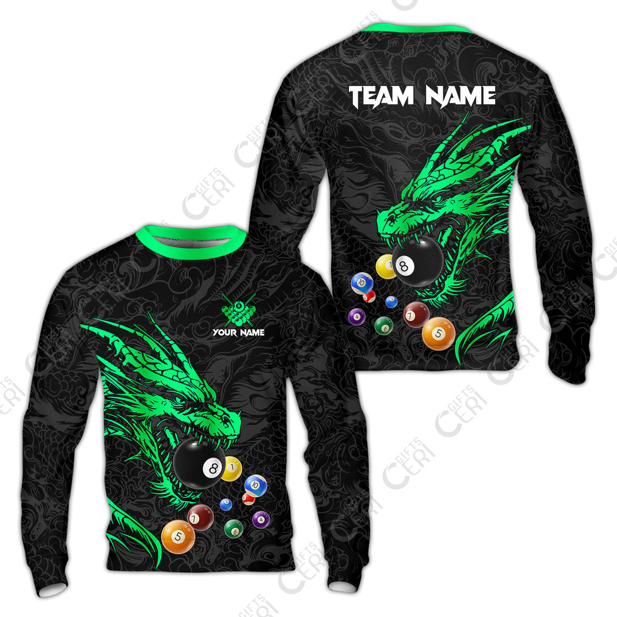 Customized Billiards Sweatshirt, Dragon Billiard, 8 Ball Jersey