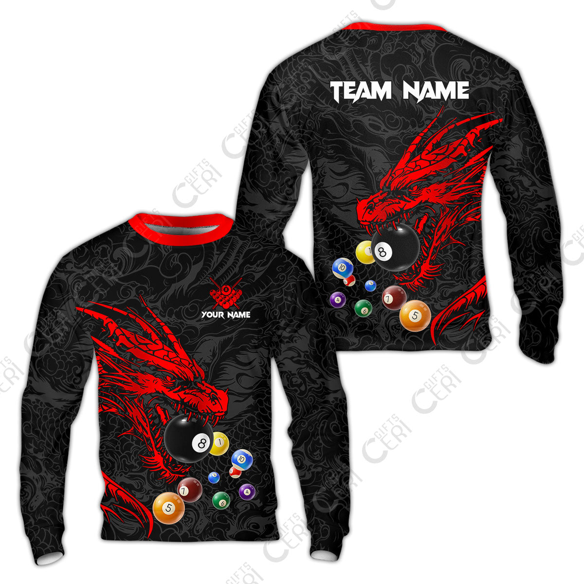 Customized Billiards Sweatshirt, Dragon Billiard, 8 Ball Jersey
