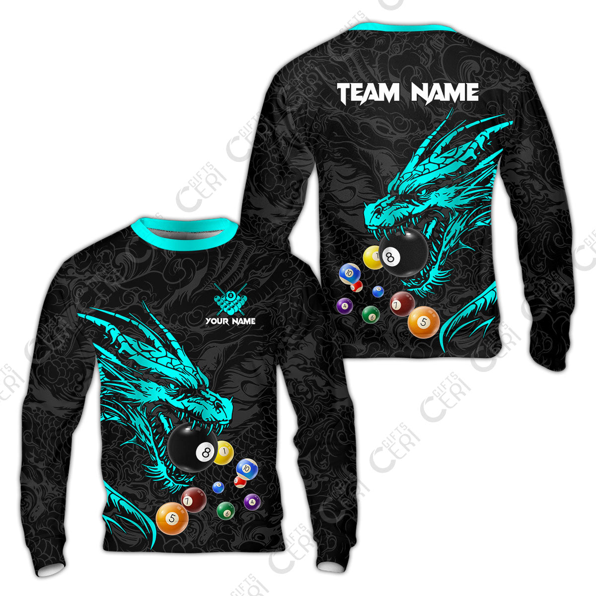 Customized Billiards Sweatshirt, Dragon Billiard, 8 Ball Jersey