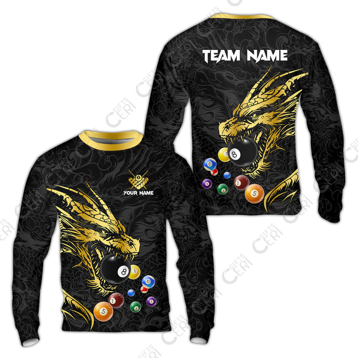 Customized Billiards Sweatshirt, Dragon Billiard, 8 Ball Jersey