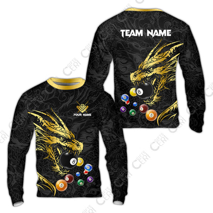 Customized Billiards Sweatshirt, Dragon Billiard, 8 Ball Jersey
