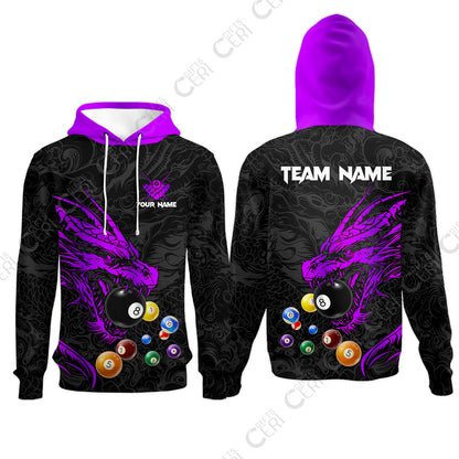 Customized Billiards Hoodies, Dragon Billiard, 8 Ball Jersey