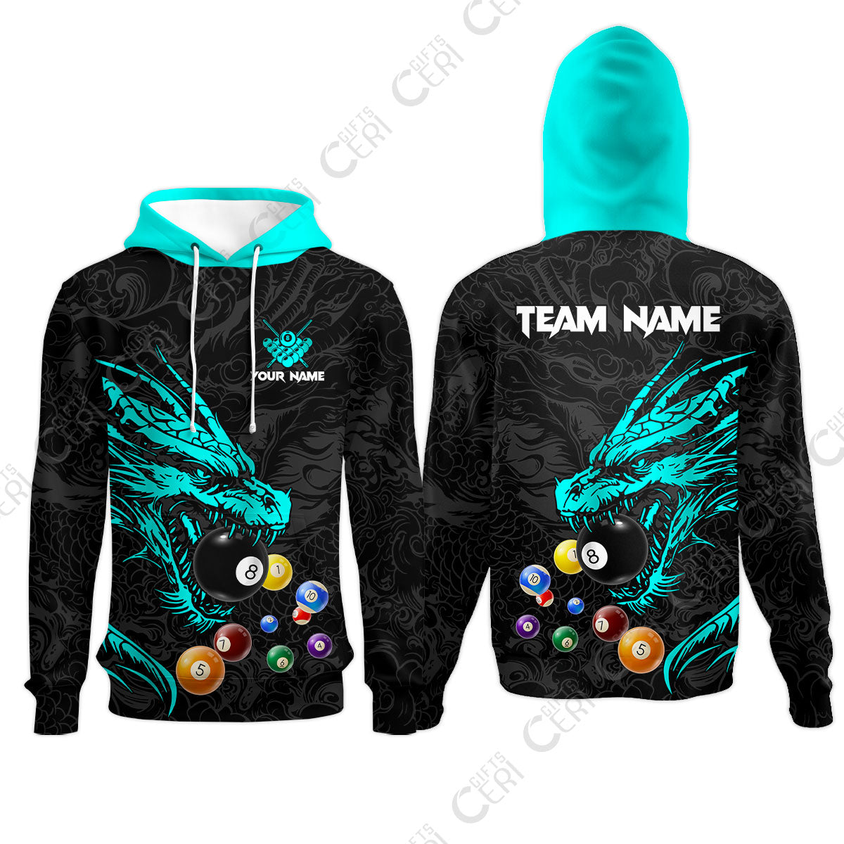 Customized Billiards Hoodies, Dragon Billiard, 8 Ball Jersey