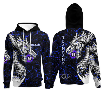 Customized Billiards Hoodies, Magma Pattern And Dragon 8 Ball Jersey
