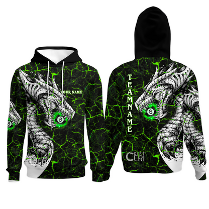 Customized Billiards Hoodies, Magma Pattern And Dragon 8 Ball Jersey