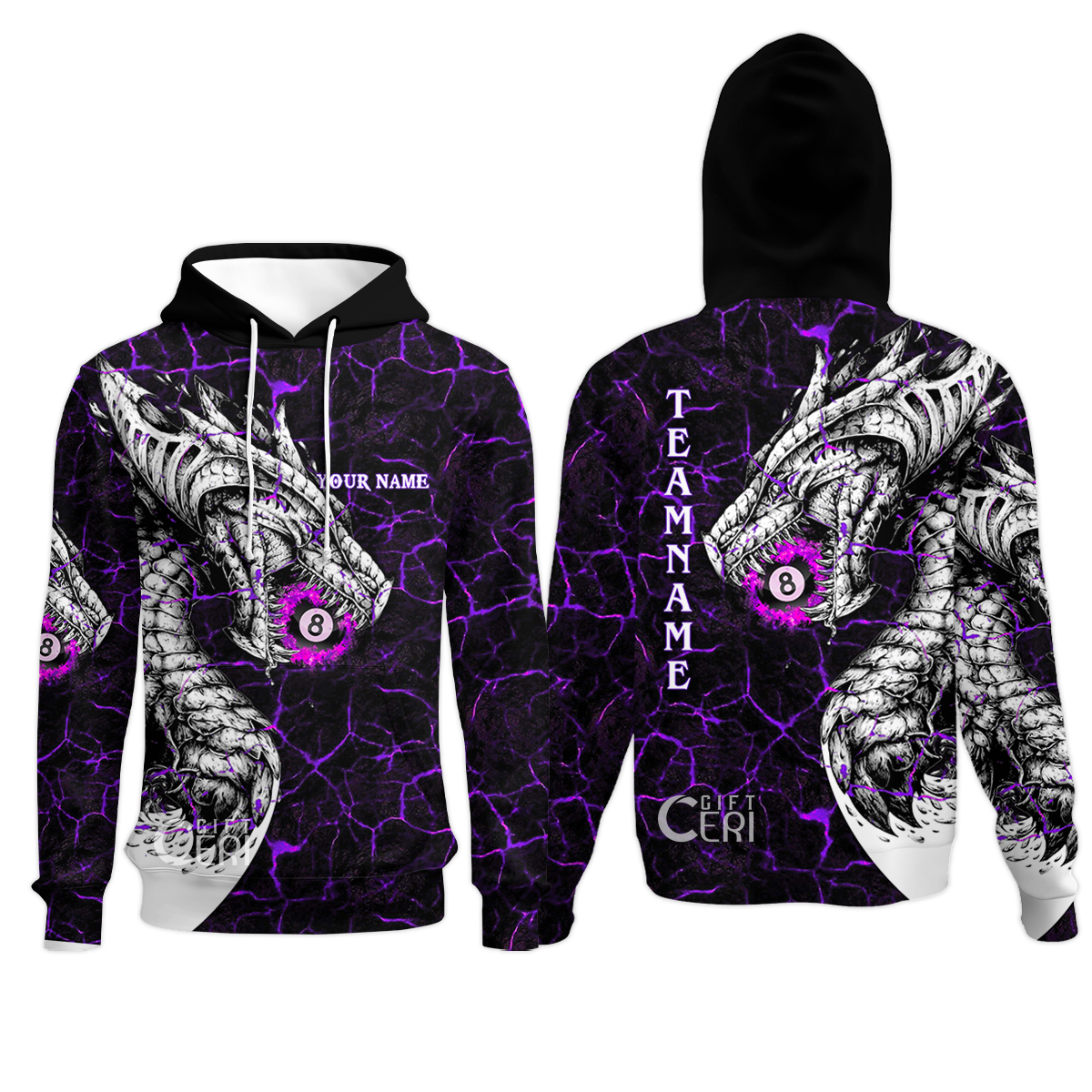 Customized Billiards Hoodies, Magma Pattern And Dragon 8 Ball Jersey