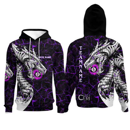 Customized Billiards Hoodies, Magma Pattern And Dragon 8 Ball Jersey